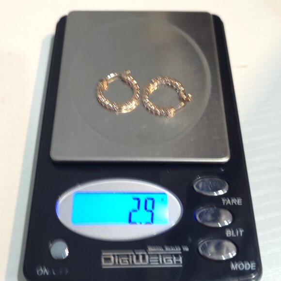 Rose Gold Over Sterling Silver Cubic Zirconia Hoop Earrings A419 - Picture 6 of 6